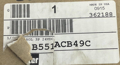 PARKER B551ACB49C SOLENOID VALVE 145PSI 24VDC 4.8W