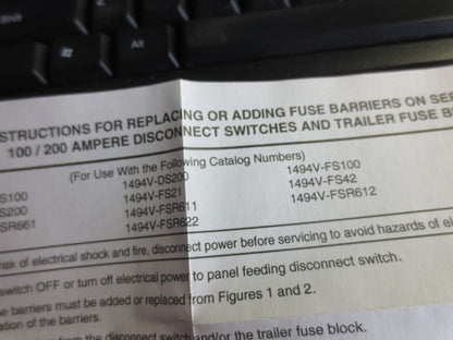ALLEN-BRADLEY 40052-295-01(B) DISCONNECT SWITCH FUSE BARRIERS, 100/200A SET of 2