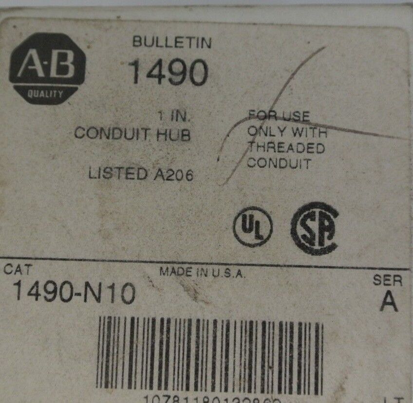 ALLEN-BRADLEY 1490-N10 (2) & 1490-N2 (2) CONDUIT HUBS - 1" & 3/4" / NEW SURPLUS