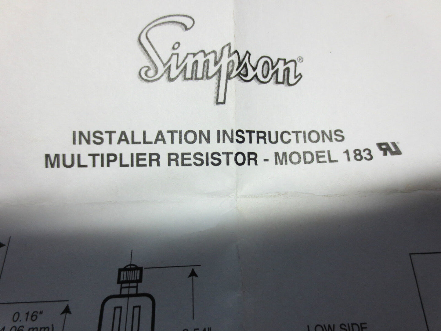 SIMPSON 08552 183 MULTIPLIER RESISTOR 500 DC V - NEW in BOX - RES. 1 MEG