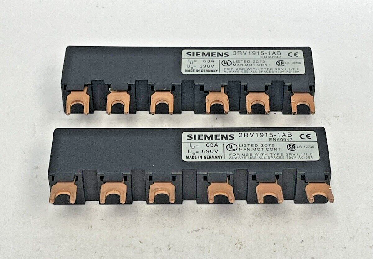 SIEMENS *LOT OF 2*- 3RV1915-1AB - BUSBAR - MODULAR SPACING 45 mm for 2 SWITCHES