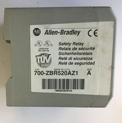 ALLEN BRADLEY 700-ZBR520AZ1 SAFETY RELAY SER.A 120VAC 24VDC 50-60HZ