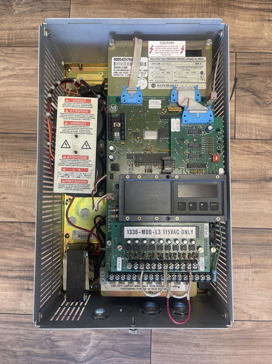 ALLEN BRADLEY 1336-B007-EAD-L3 AC DRIVE OUTPUT 8.6/9.3/10.4KVA 380/415/460VAC