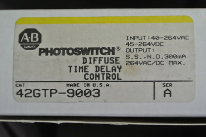 ALLEN-BRADLEY 42GTP-9003 PHOTOSWITCH DIFFUSE TIME DELAY CONTROL - NEW SURPLUS