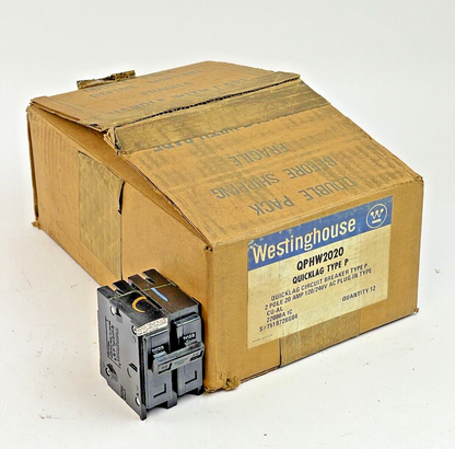 WESTINGHOUSE **BOX OF 12** - QPHW2020 - 20A/2 POLE/240 VAC/QUICKLAG/TYPE P - NEW