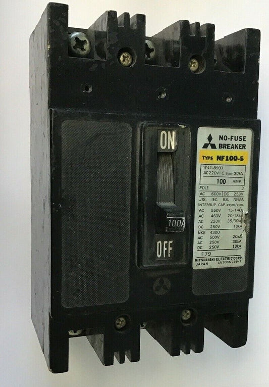 MITSUBISHI NF 100-S CIRCUIT BREAKER 100AMP 600VAC/250VDC 3POLE