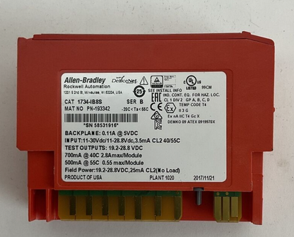ALLEN BRADLEY 1734-IB8S INPUT MODULE SER B INPUT 11-30VDC/11-28.8VDC