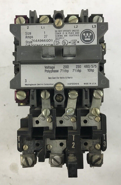 Westinghouse A200MICACDM Motor STARTER - Size 1, 27 Amp, 440/480 Volt Coil