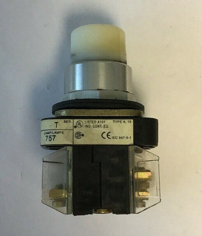 ALLEN-BRADLEY 800T-QT24 SER. T WHITE PUSHBUTTON SWITCH 24VAC/DC #757 LAMP