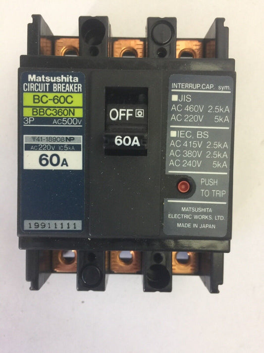 MATSUSHITA BBC360N CIRCUIT BREAKER 60A 3 POLE 500VAC