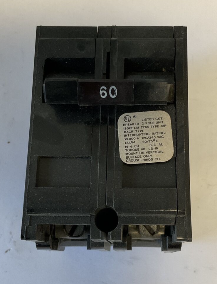 CROUSE-HINDS MP260 2POLE 60A CIRCUIT BREAKER 120/240VAC