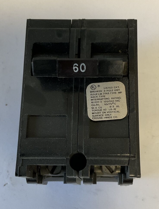 CROUSE-HINDS MP260 2POLE 60A CIRCUIT BREAKER 120/240VAC