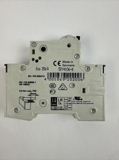 SIEMENS 5SY4106-8 CIRCUIT BREAKER 230/400VAC