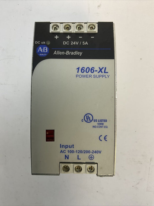 ALLEN BRADLEY 1606-XL120D POWER SUPPLY SER A OUTPUT 24VDC 5A INPUT 100-120/200-
