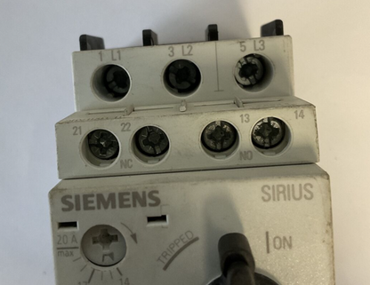 SIEMENS 3RV1021-4BA16 CIRCUIT BREAKER 20A 50/60HZ