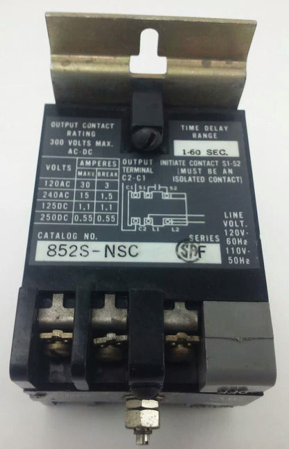 ALLEN BRADLEY 852S-NSC SER.F SOLID STATE TIMER, 1-60 SECONDS TIME DELAY RANGE