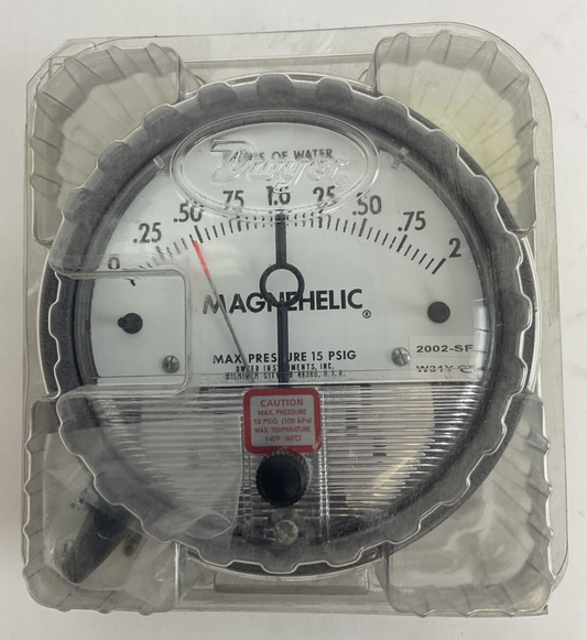 DWYER 2002-ASF-SF MAGNEHELIC PRESSURE GAUGE 15PSIG W31Y CF 0-2IN OF WATER