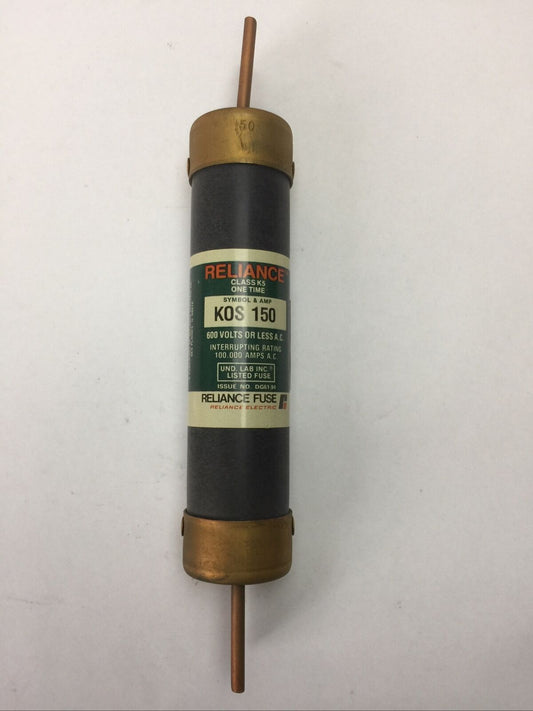 RELIANCE KOS150 CLASS K5 ONE TIME FUSE 150AMP 600VAC