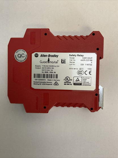 ALLEN BRADLEY 440R-D23169 MSR125HP SAFETY RELAY SER A OUTPUT AC15 250V 6A DC13