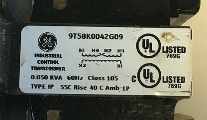 GENERAL ELECTRIC 9T58K0042G09 TRANSFORMER 0.050KVA 60HZ CLASS105 ***LOTOF3***