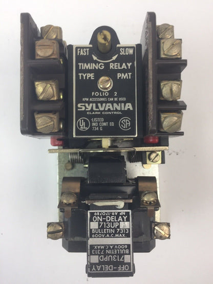 SYLVANIA 713UPA76 A.C. PNEUMATIC TIMING RELAY 10A 600VAC COIL 110-120V 60HZ
