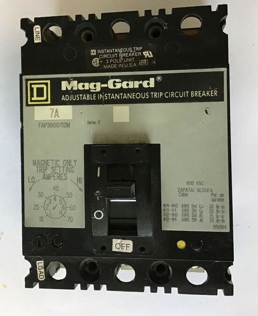SQUARE D FAP3600712M CIRCUIT BREAKER 600VAC 3POLE 7A