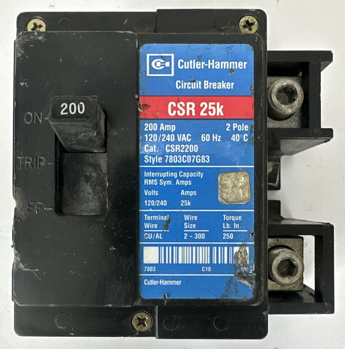 CUTLER HAMMER CSR2200 200AMP 2POLE 120/240VAC 7803C07G83 CIRCUIT BREAKER