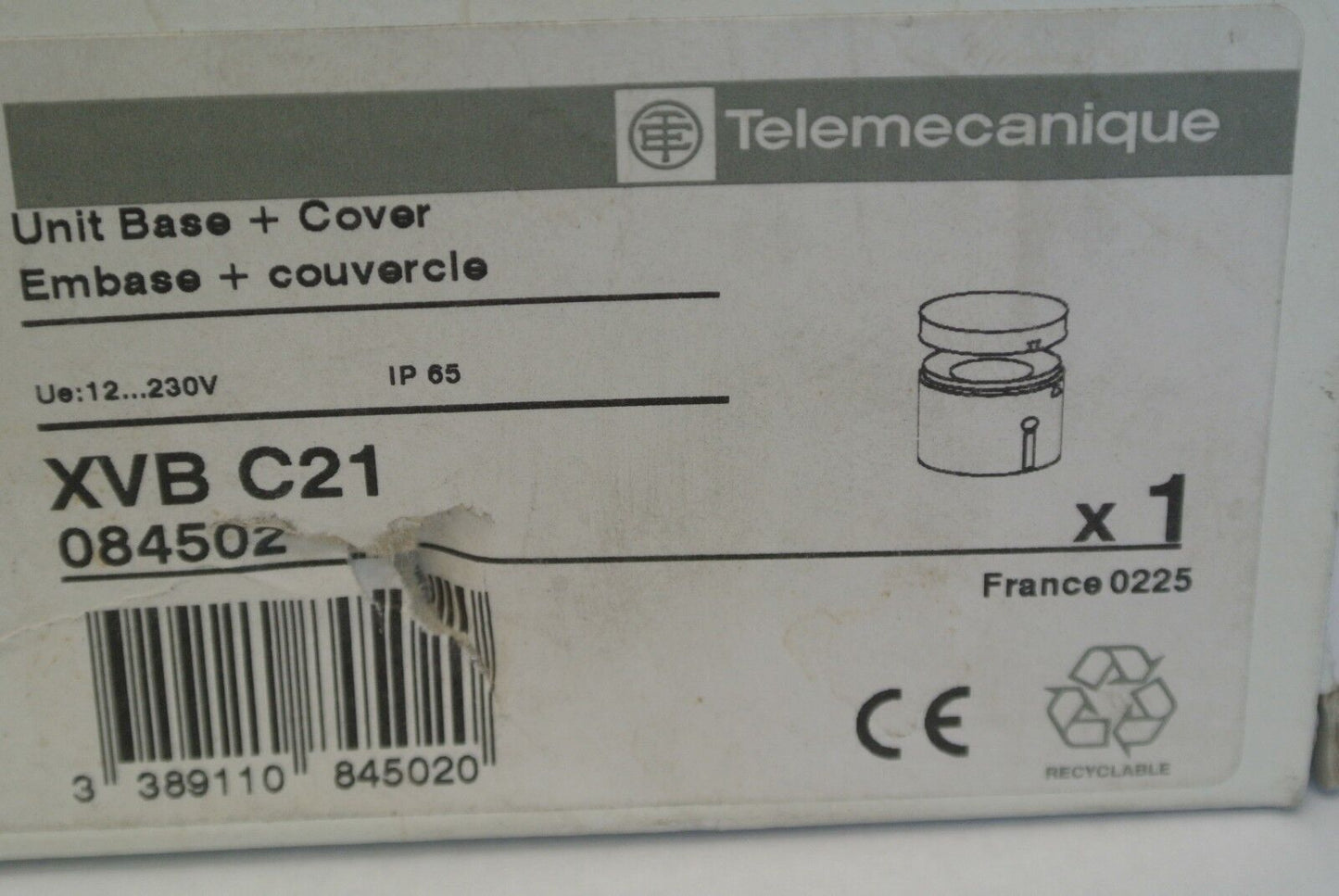 TELEMECANIQUE XVB C21 LIGHT TOWER BASE & COVER - 12-230V - NEW SURPLUS - 084502