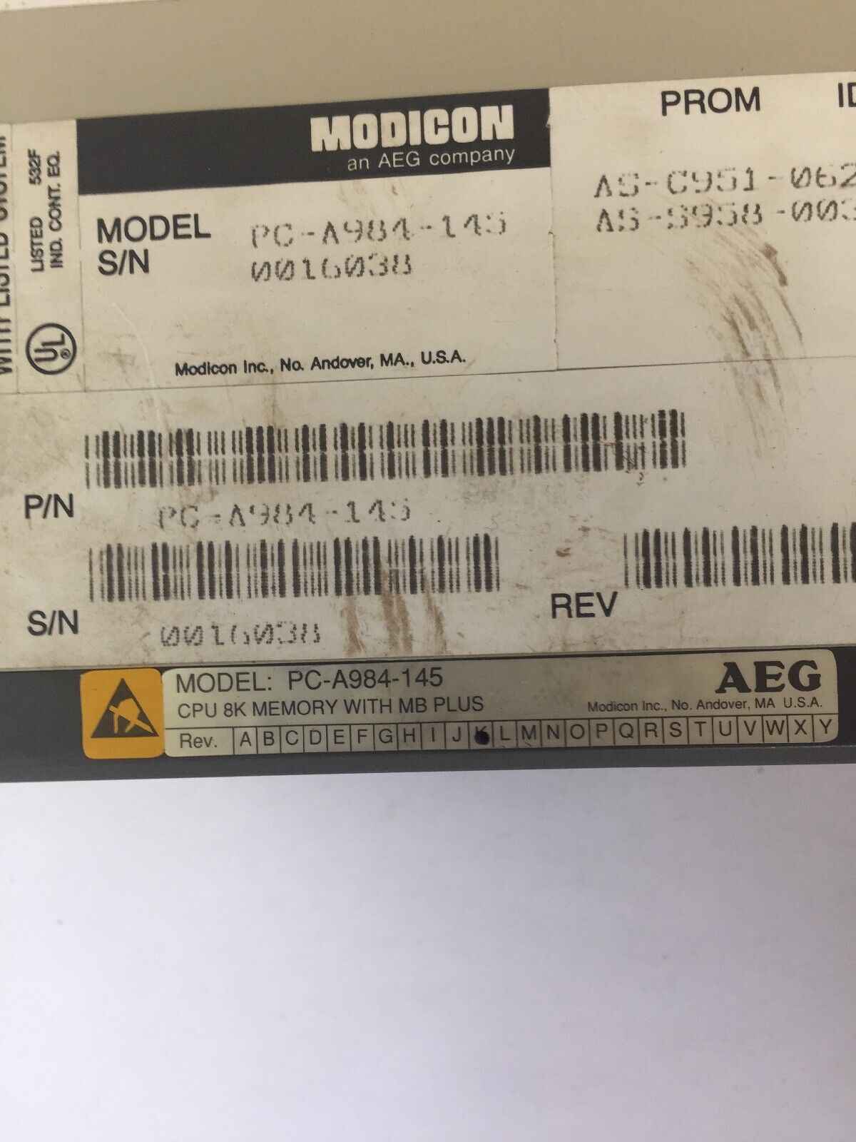 MODICON PC-A984-145 REV K 24VDC