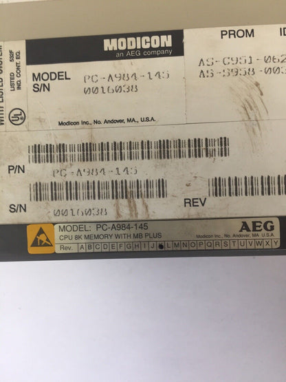 MODICON PC-A984-145 REV K 24VDC