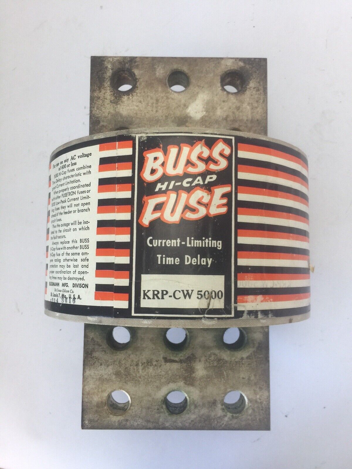 BUSS KRP-CW 5000 HI-CAP FUSE CURRENT-LIMITING TIME DELAY 5000AMP 600VAC