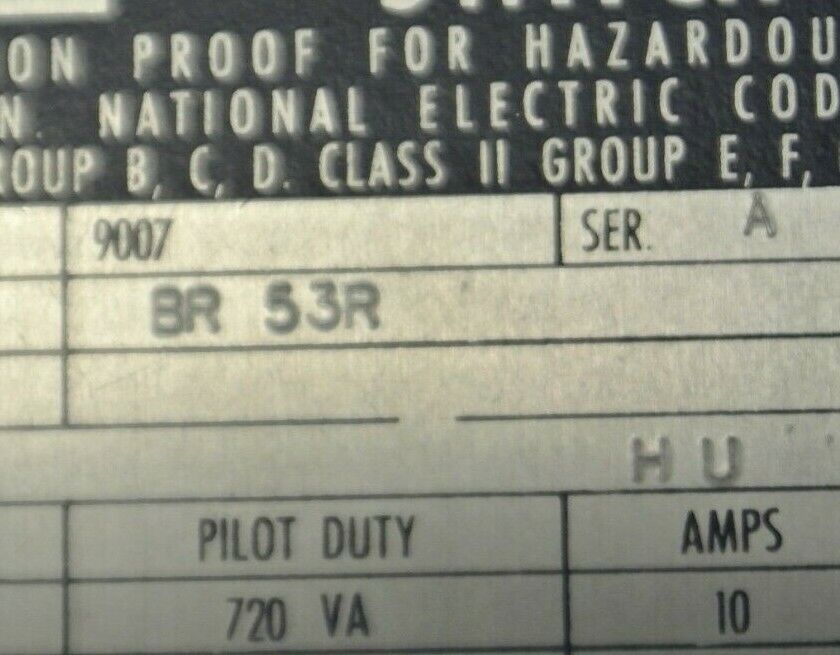 SQUARE D 9007 BR53R EXPLOSION-PROOF LIMIT SWITCH / NEW SURPLUS