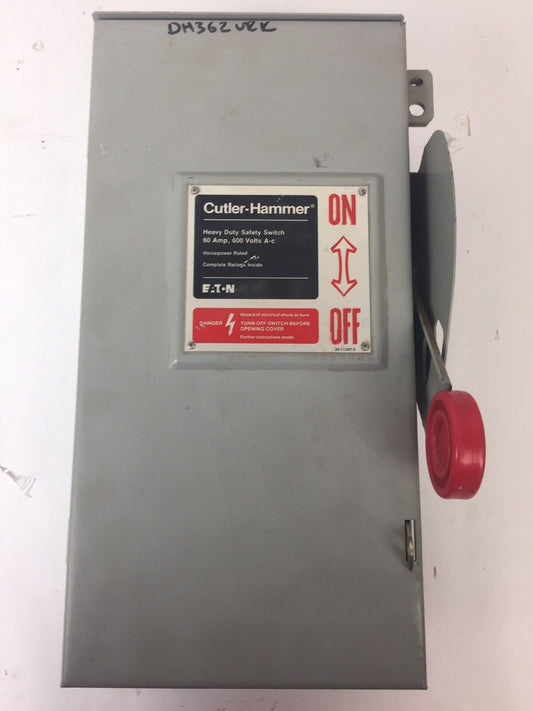CUTLER HAMMER DH362URK HD SAFETY SWITCH 600VAC 250VDC 60AMP 3P TYPE 3R 60HP 3PH