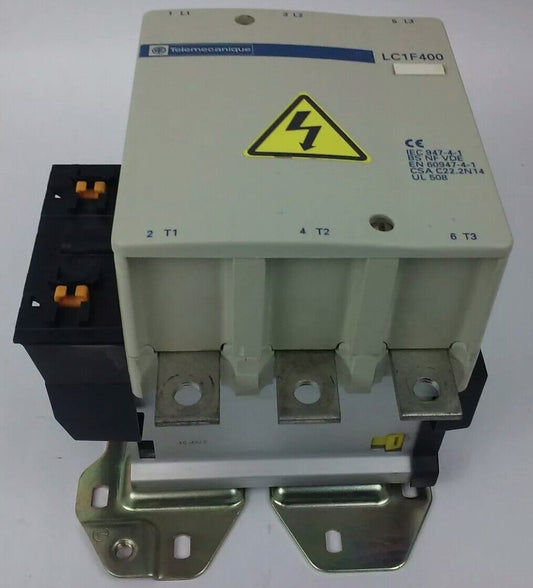 TELEMECANIQUE LC1F400 CONTACTOR, 3PH, 3P, 600V, 420A, 300HP,W/ LX9FJ910 24V COIL