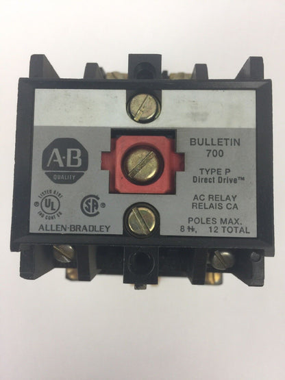 ALLEN BRADLEY 700-P200A1 AC RELAY SER B 115-120V 60HZ 110V 50HZ COIL