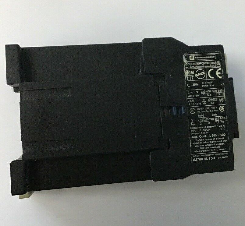 Telemecanique LP1-D12-10 Contactor 24v-dc 25a Amp 7-1/2hp Ac