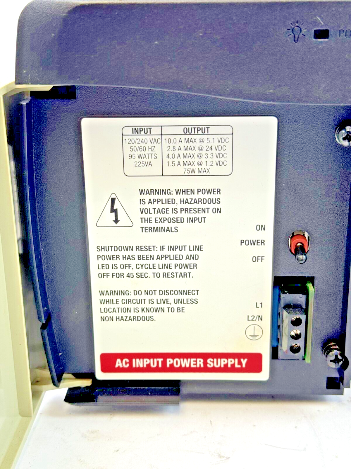 ALLEN-BRADLEY - 1756-PA72/B - CONTROL-LOGIX 10 SLOT 85-265V AC POWER SUPPLY