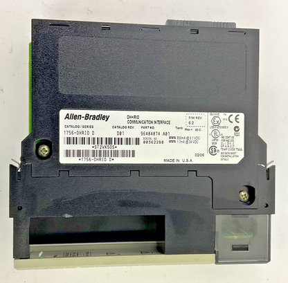 ALLEN BRADLEY 1756-DHRIO COMMUNICATION INTERFACE CAT.REV.D01 FWREV.6.2 24VDC