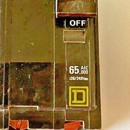 SQUARE D QOB220 CIRCUIT BREAKER 2POLE 20A 65,000AIC 120/240VAC ***LOTOF2***