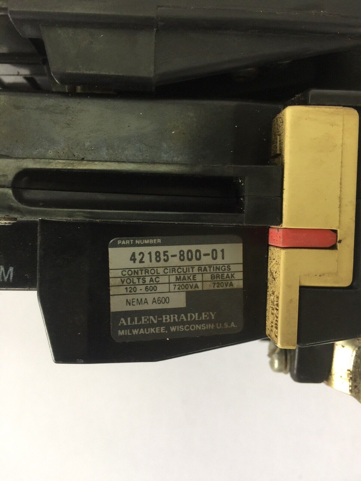 ALLEN BRADLEY 509-B0D SIZE 1 STARTER 600VAC 27AMP 10HP W47 HEATERS 120V COIL