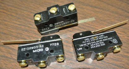 MICROSWITCH BZ-2RW55-A2 - LIMIT SWITCH - 15A @ 125, 250 or 480VAC - LOT of 3 NEW