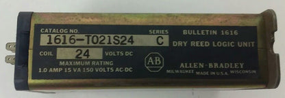 ALLEN BRADLEY, 1616-T021S24, SER. C, DRY REED LOGIC UNIT,24VDC,1A,15VA,150VAC/DC