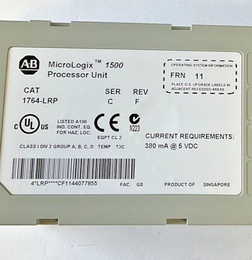 ALLEN BRADLEY 1764-LRP PROCESSOR UNIT SER.C REV.F FRN.11 5VDC