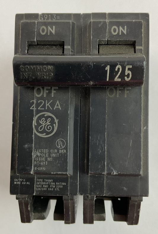 GE TYPE THQMV2125 125AMP 120/240VAC 2POLE CIRCUIT BREAKER