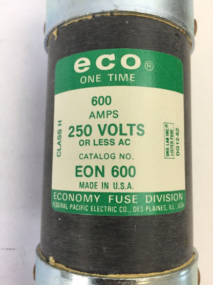 ECONOMY EON600 ECO ONE TIME FUSE 600AMP 250VAC