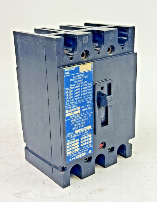 CUTLER-HAMMER - HFC3050 - CIRCUIT BREAKER - 50A/ 240 VAC/ 3 POLE