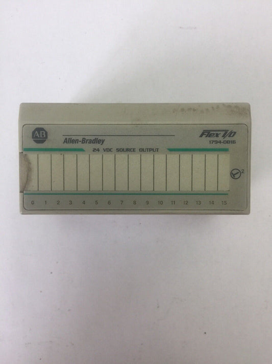 ALLEN BRADLEY 1794-OB16 24VDC SOURCE OUTPUT MODULE SER A REV A01 FLEXBUS 5VDC