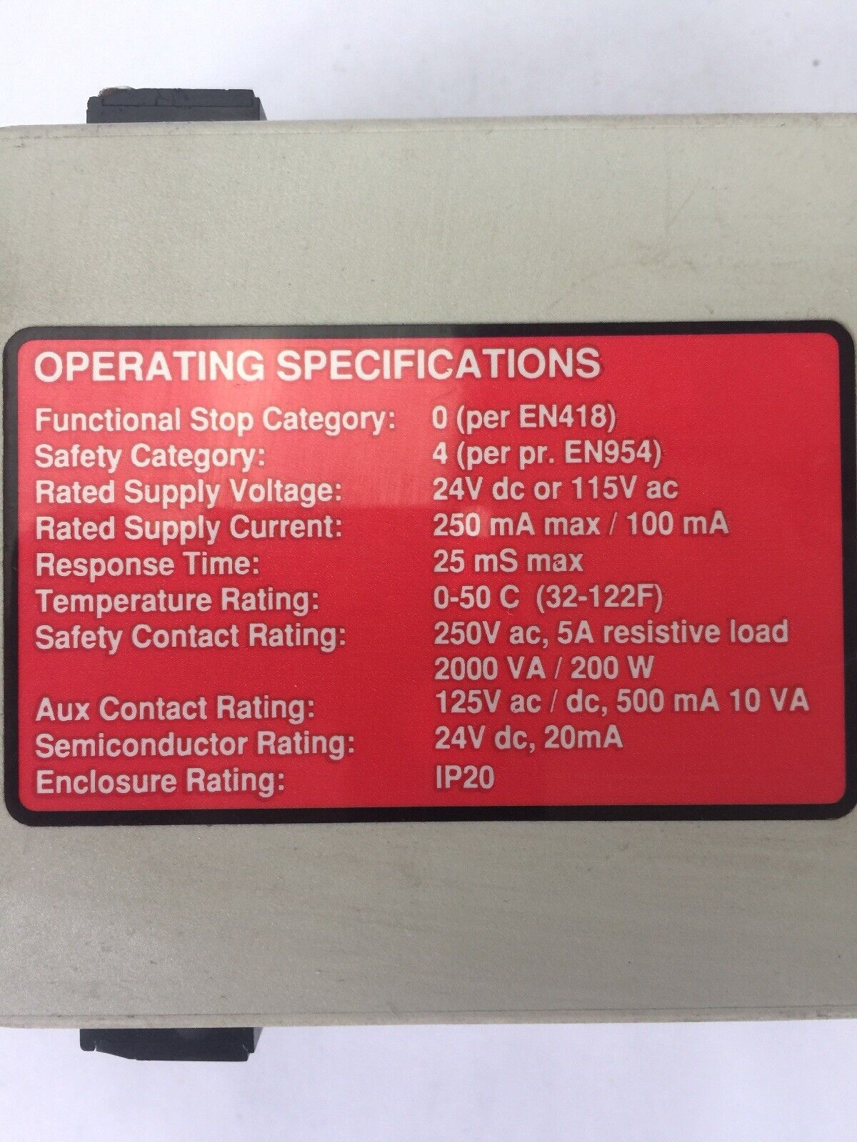 BANNER ES-GA-5A MACHINE SAFETY RELAY 24VDC OR 115VAC 250 mA/100mA