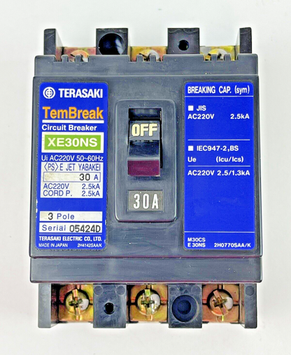 TERASAKI - XE30NS- CIRCUIT BREAKER - 3 POLE, 30 AMP, 50-60Hz, 220 VAC