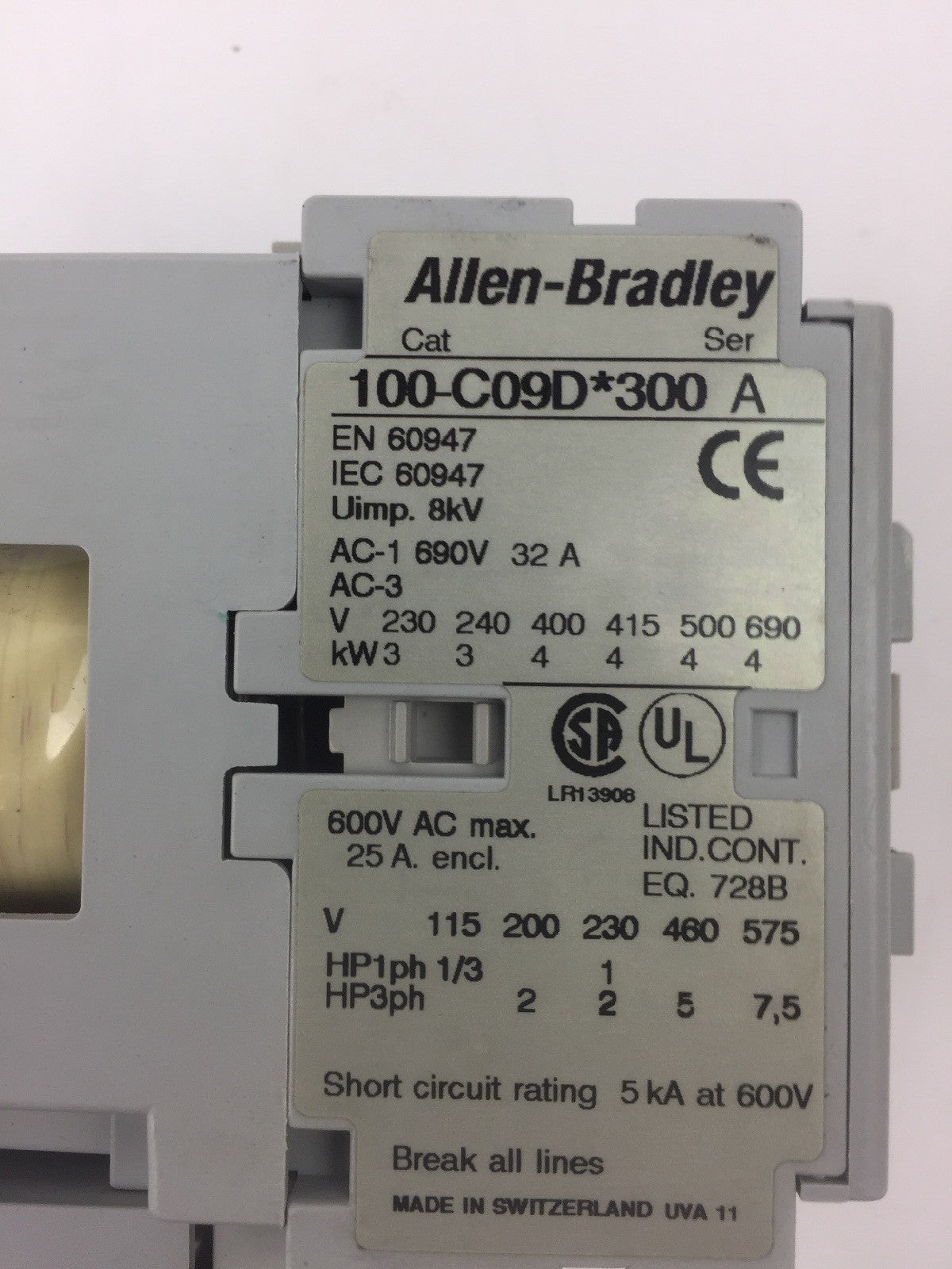 ALLEN BRADLEY 100-C09UDJ300(100-C09D*300 CONTACTOR & 100-FSD250 SURGE PROTECTOR
